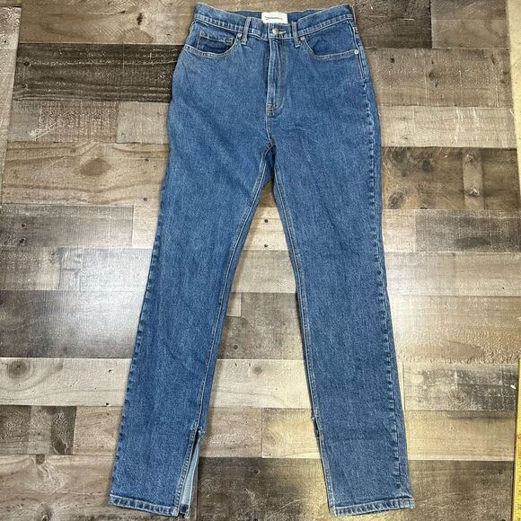 Everlane Women’s Size 28 Slit High Waist Bootcut Jeans Blue Dark Wash Denim - Picture 1 of 14